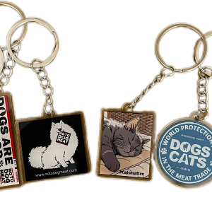 Notodogmeat and Notocatmeat Key Chains for bags phones keys etc.